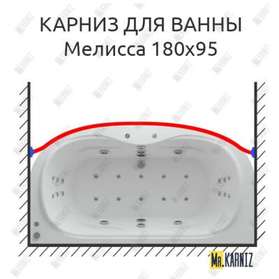 Карниз для ванны Aquatek Мелисса Передний борт 180х95 Усиленный 25 мм MrKARNIZ
