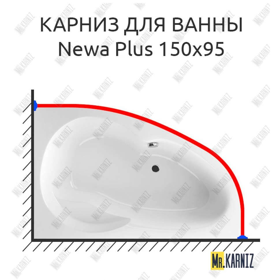 Карниз для ванны Excellent Newa Plus 150х95 Усиленный 25 мм MrKARNIZ