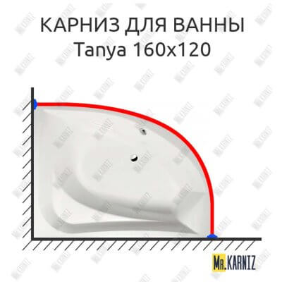 Карниз для ванны Alpen Tanya 160х120 Усиленный 25 мм MrKARNIZ