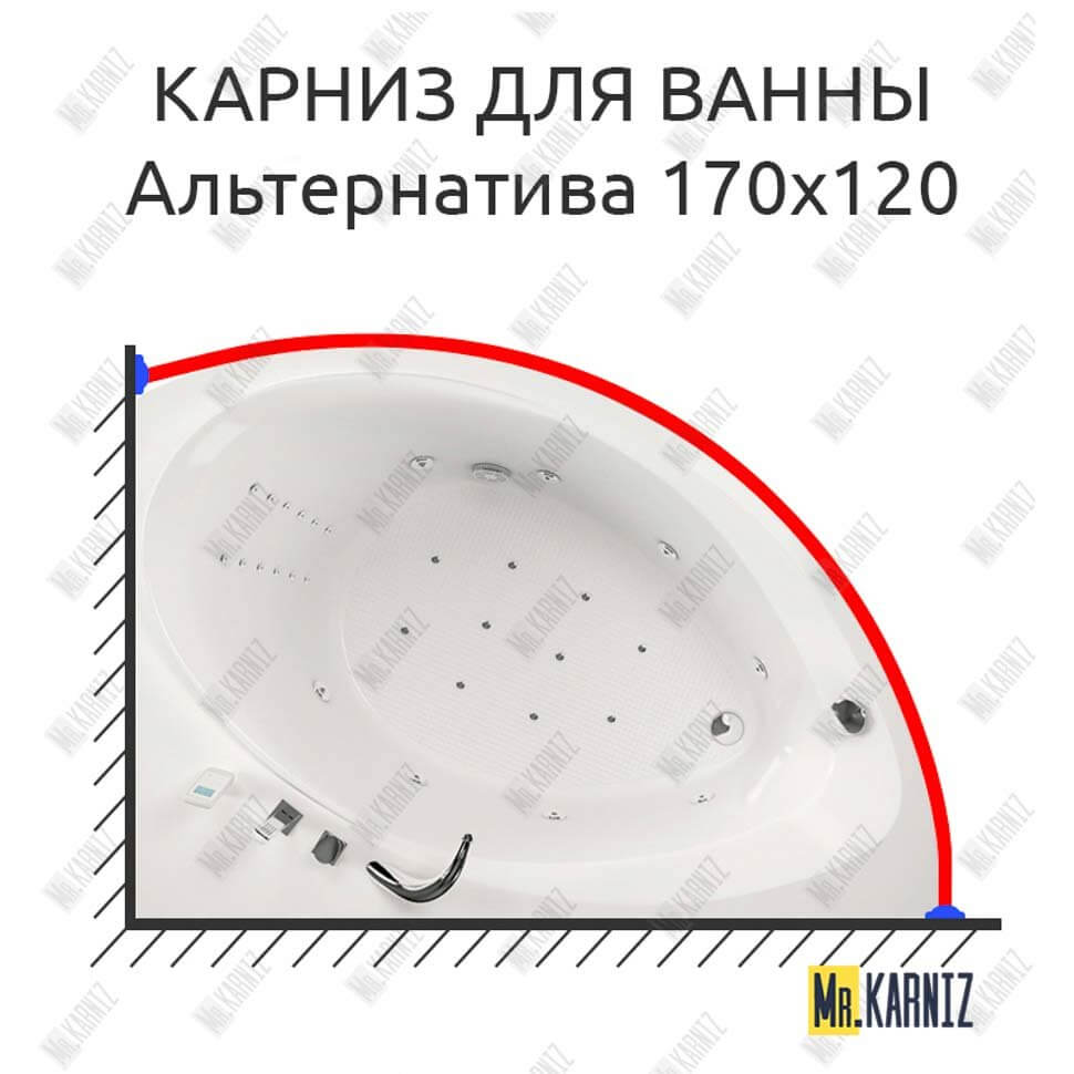Карниз для ванны Aquatika Альтернатива 170х120 Усиленный 25 мм MrKARNIZ