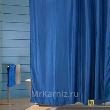 Штора для ванной Двухслойная Органза темно-синяя