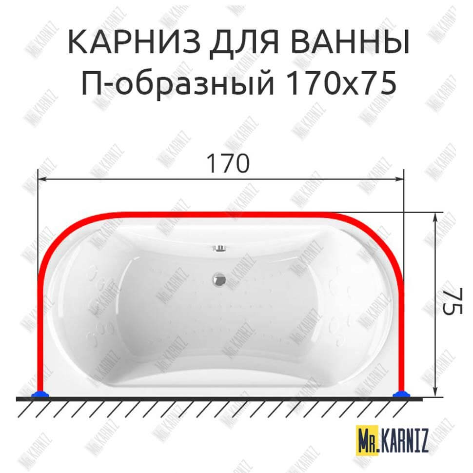 Карниз для ванны П-образный 170х75 Усиленный 25 мм MrKARNIZ
